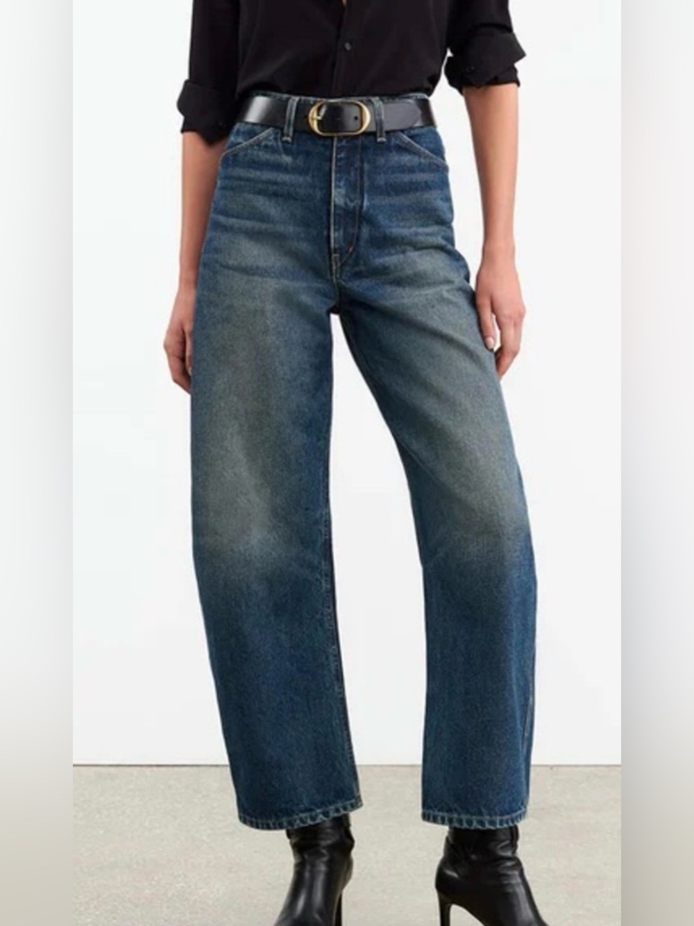 Nili Lotan Otis Jeans Size 25 Simon Wash High Rise Barrel Leg Denim